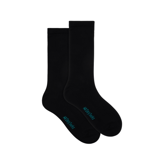 Underworks Men's All Day Socks Fine Crew Black 2pk