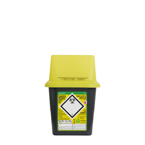 Sharpsafe 4 Litre Yellow Lid Recycled Polymer Container Sharpsafe 4 Litre Yellow Lid Recycled Polymer Container