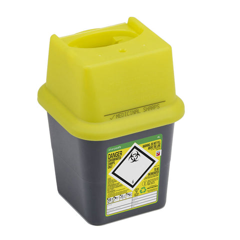 Sharpsafe 4 Litre Yellow Lid Recycled Polymer Container Sharpsafe 4 Litre Yellow Lid Recycled Polymer Container