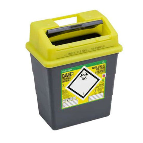 Sharpsafe 13 Litre Yellow Lid Recycled Polymer Container Sharpsafe 13 Litre Yellow Lid Recycled Polymer Container