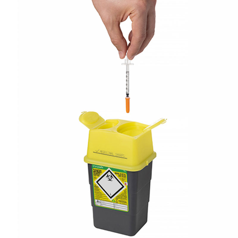 Sharpsafe 1 Litre Yellow Lid Recycled Polymer Container Sharpsafe 1 Litre Yellow Lid Recycled Polymer Container