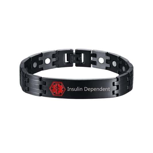 Medical ID Stainless Steel Linked Bracelet Insulin Dependent