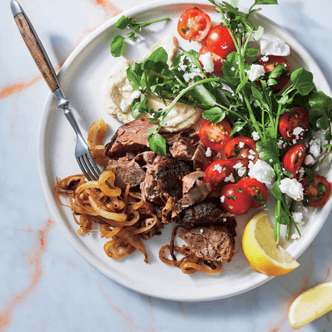 'CSIRO Low-Carb Diabetes Every Day' cookbook: Spiced Lamb with Caramalised Onions recipe picture. 'CSIRO Low-Carb Diabetes Every Day' cookbook: Spiced Lamb with Caramalised Onions recipe picture.