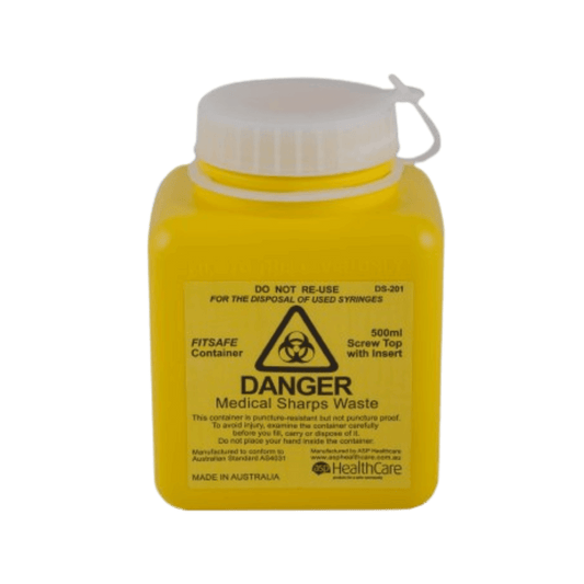 500ml FITTANK Sharps Container Screw-Top
