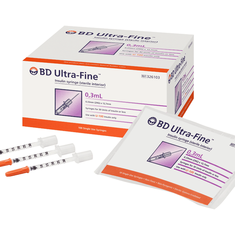 BD Ultrafine Syringe 29G 0.3ml 12.7mm 100pk BD Ultrafine Syringe 29G 0.3ml 12.7mm 100pk