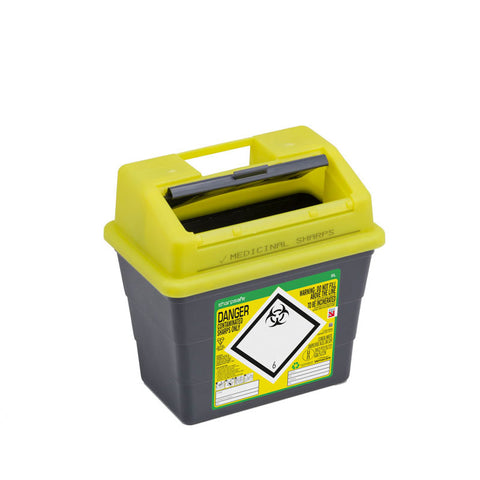 Sharpsafe 9 Litre Yellow Lid Recycled Polymer Container