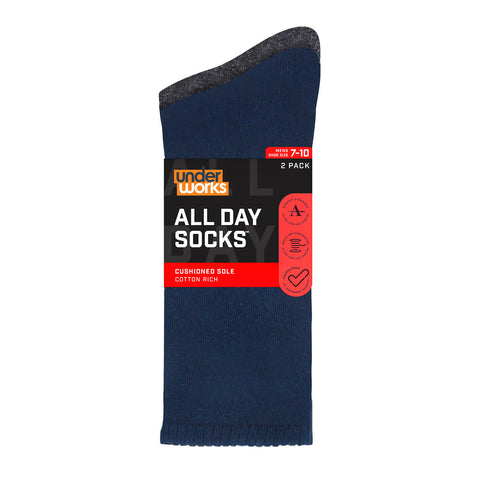 All Day Socks Men's Cushion Crew 2pk