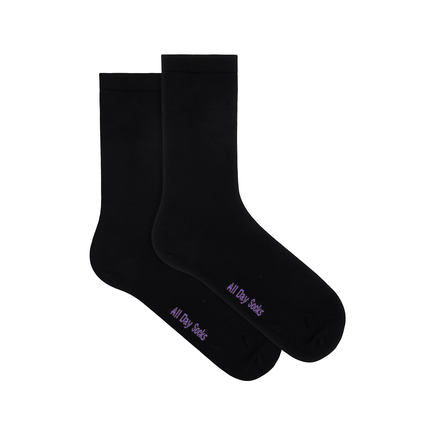 Underworks Women's All Day Socks Fine Crew Black 2pk