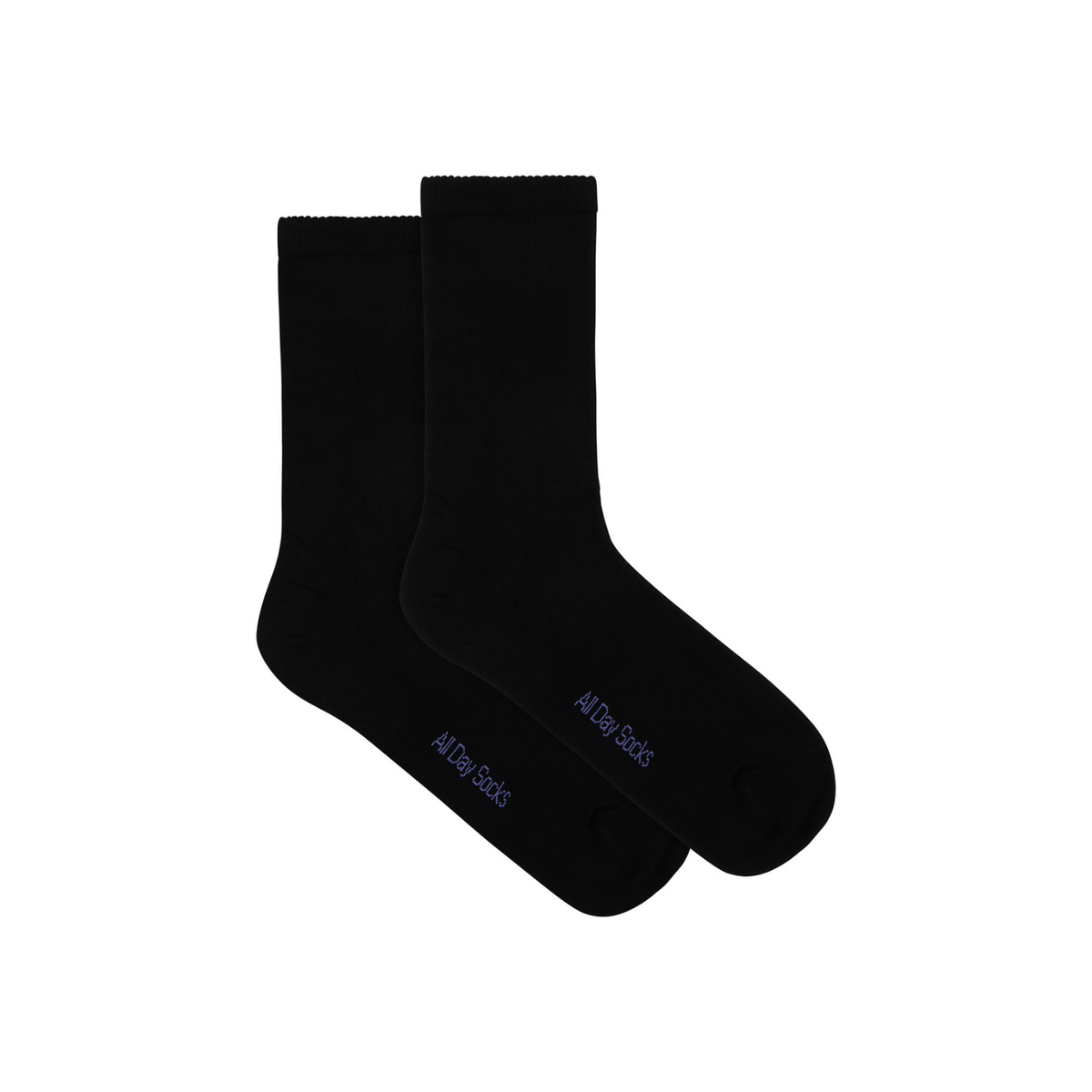 All Day Socks Ladies Fine Crew Black 2pk