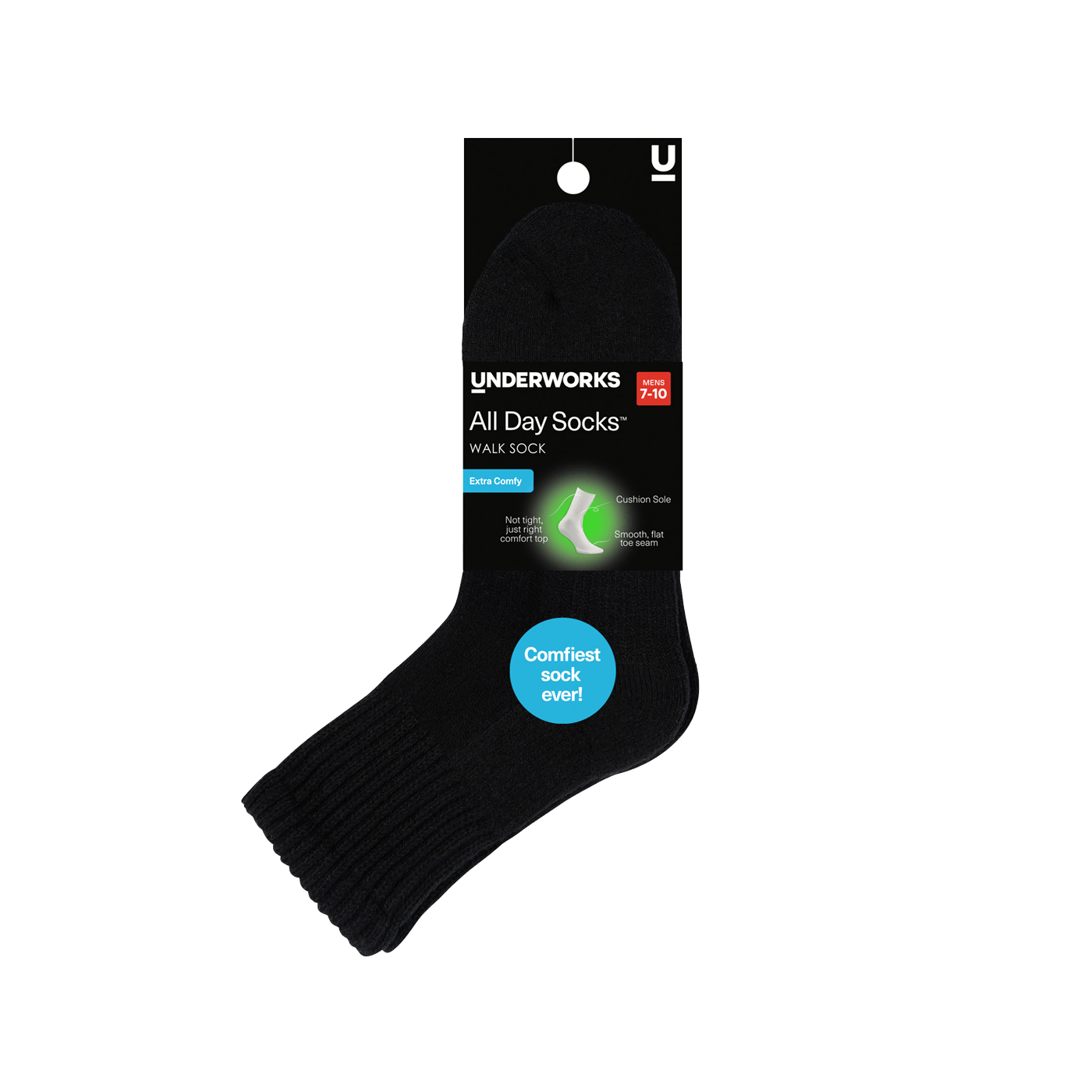 Underworks Men's All Day Socks Mid Crew Walk