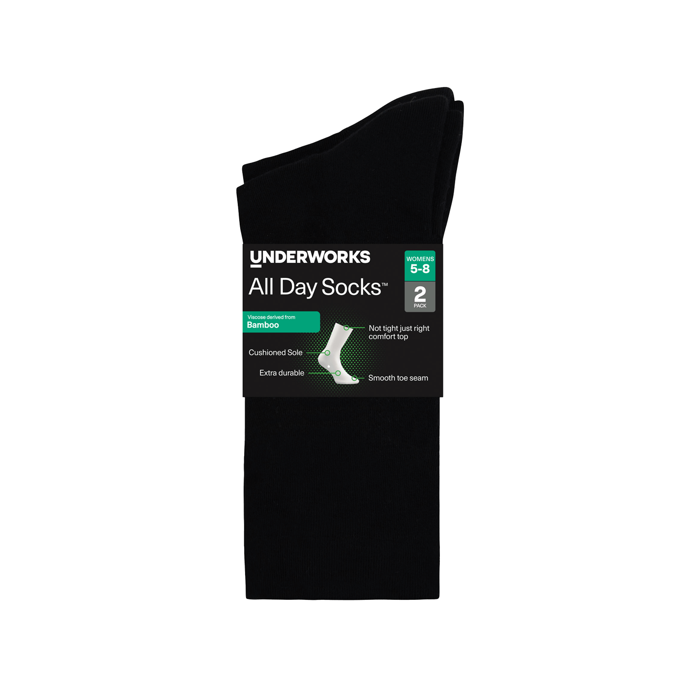 Underworks Women's All Day Socks Bamboo Crew 2pk – Diabetes Shop