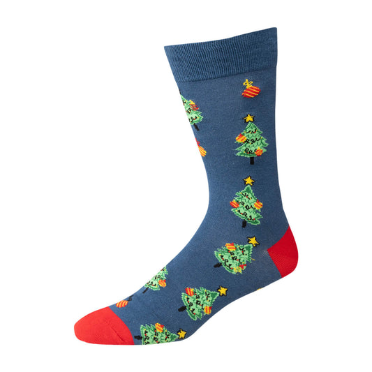 Mens christmas trees bamboo sock