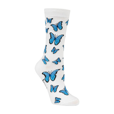 Womens blue butterflies bamboo sock