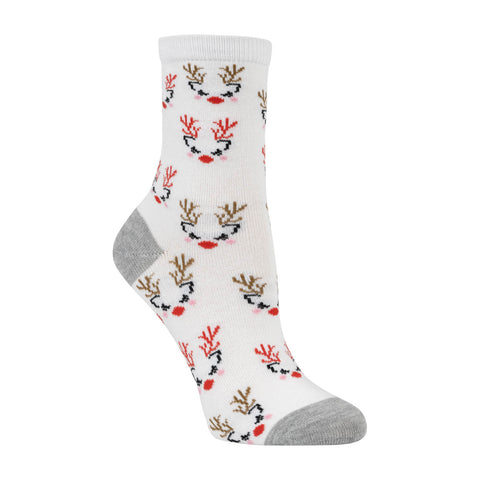 Kids reindeer faces bamboo sock