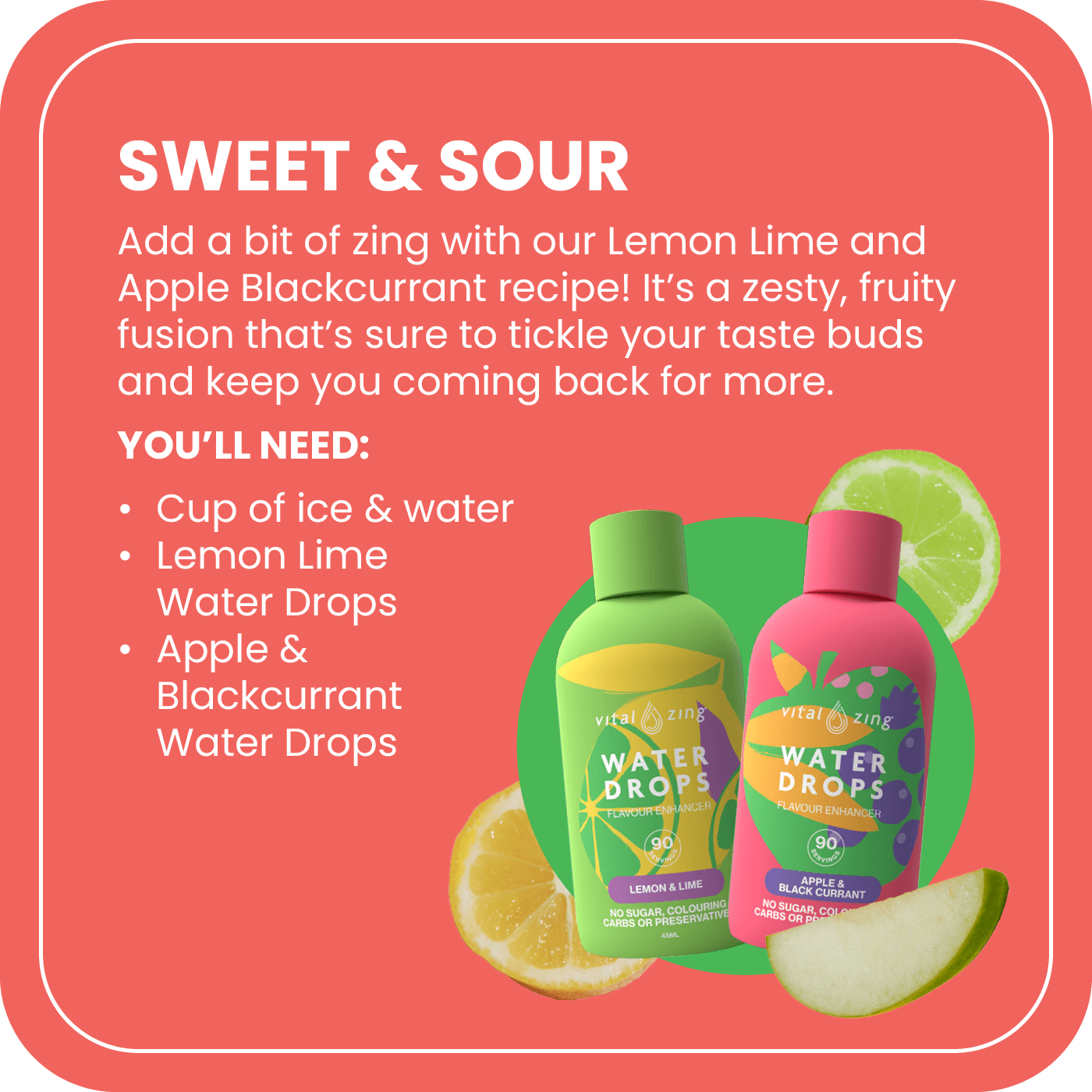 Vital Zing Water Drops Lemon & Lime 45ml