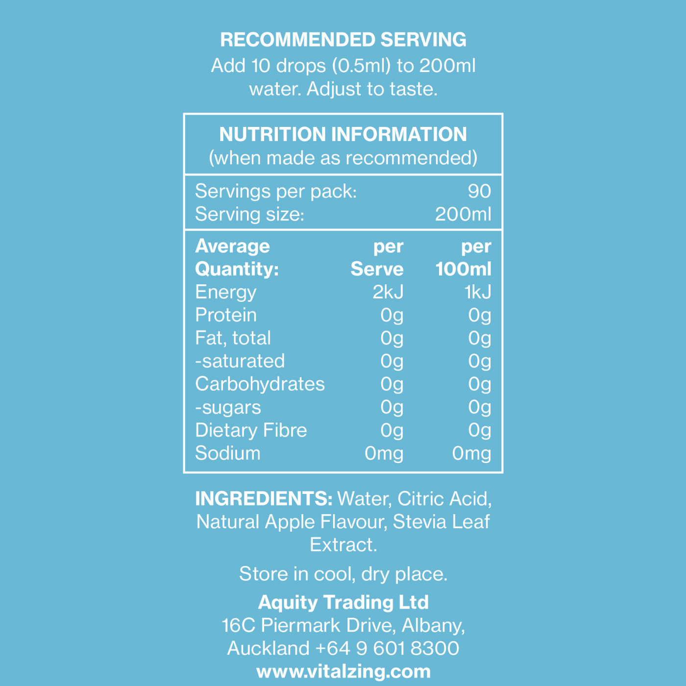 Vital Zing Water Drops Green Apple 45ml