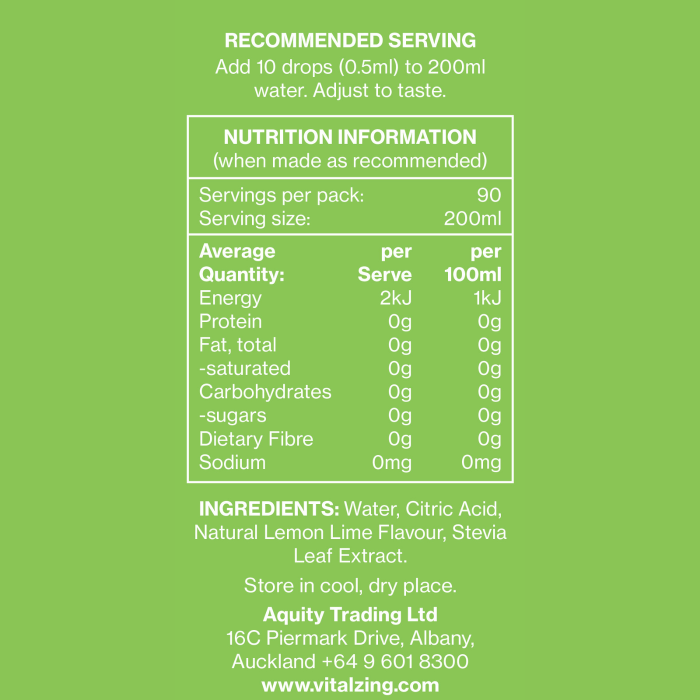 Vital Zing Water Drops Lemon & Lime 45ml