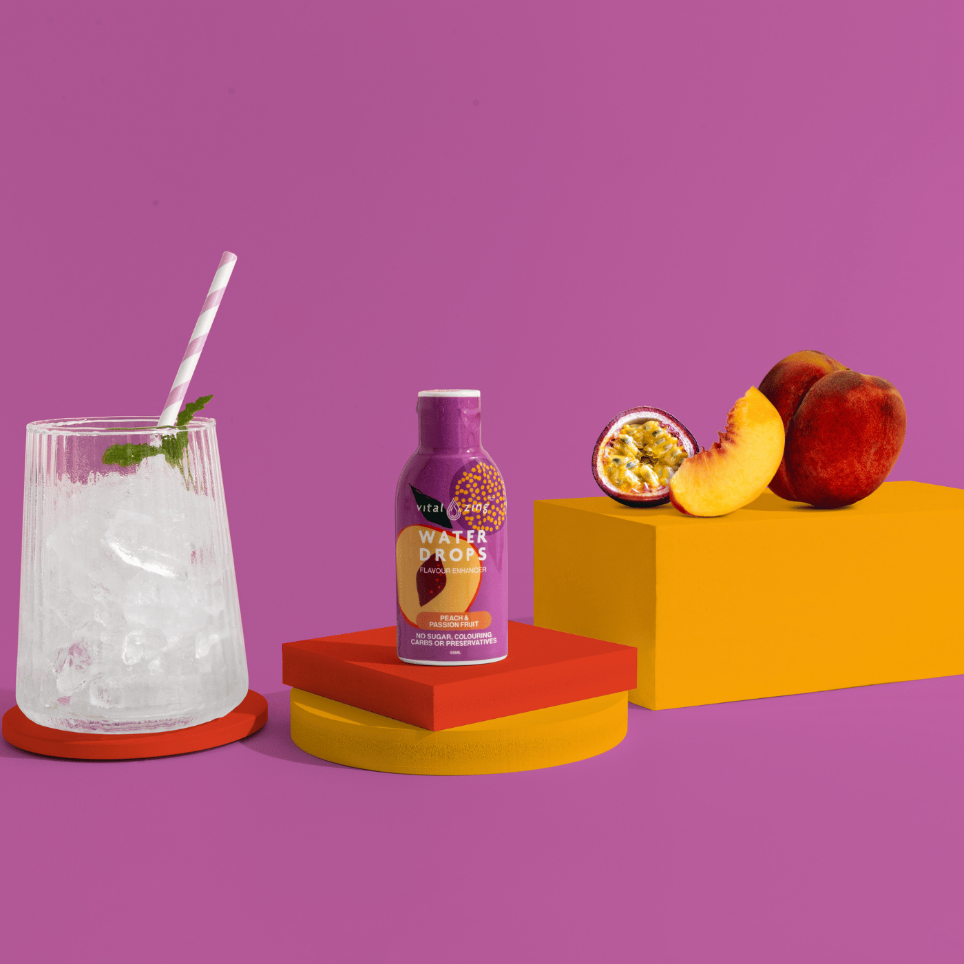 Vital Zing Water Drops Peach & Passionfruit 45ml