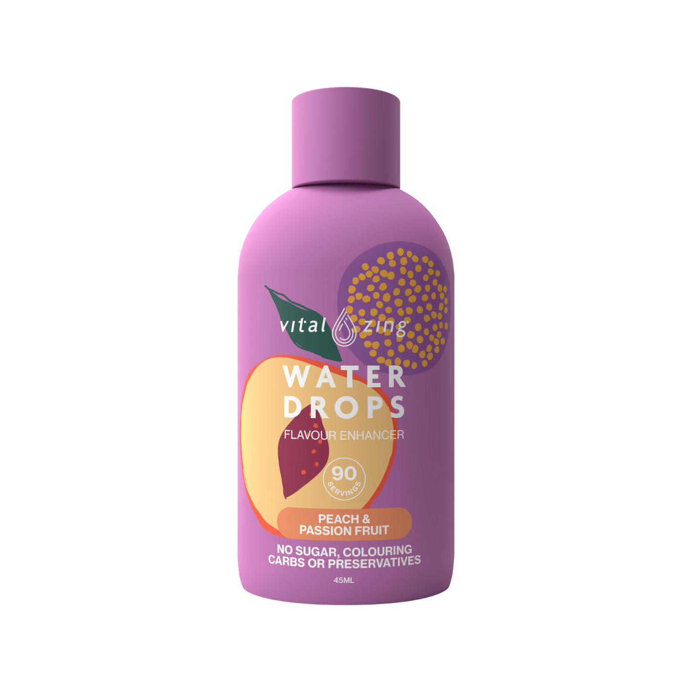 Vital Zing Water Drops Peach & Passionfruit 45ml