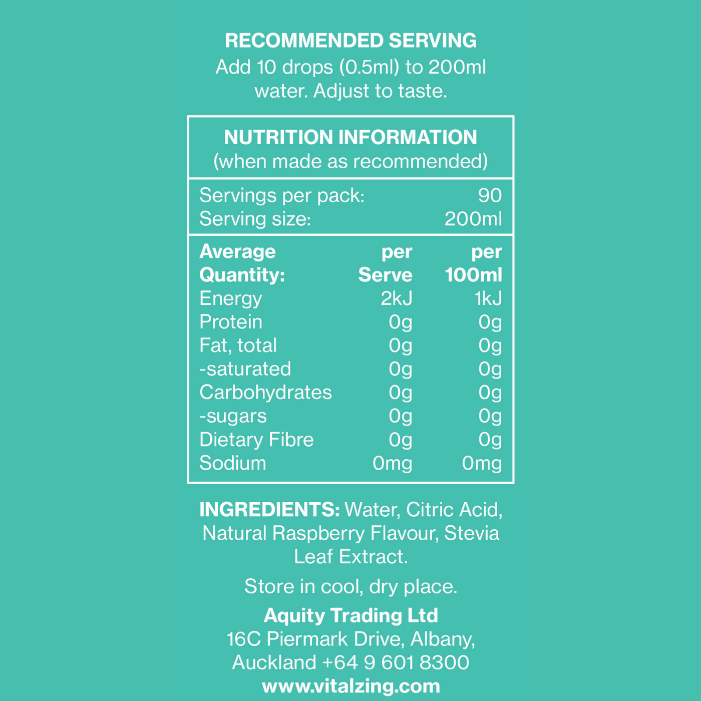 Vital Zing Water Drops Raspberry 45ml