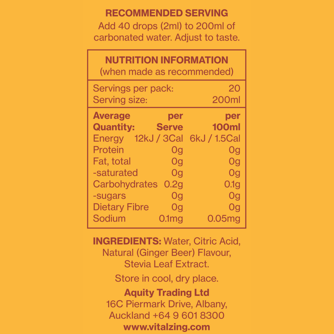 Vital Zing Soda Drops Ginger Beer 40ml