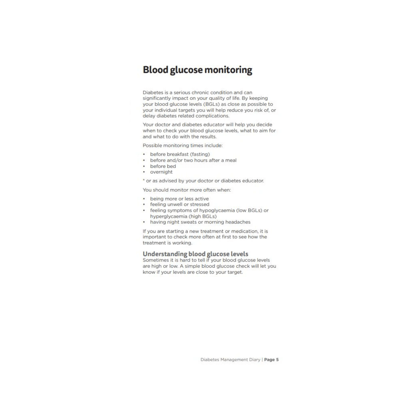 Diabetes Management Diary