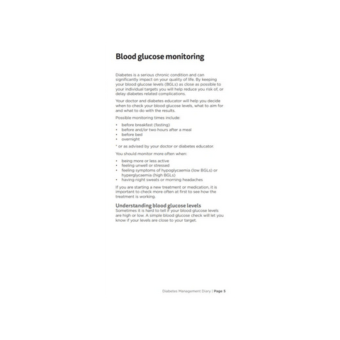 Diabetes Management Diary