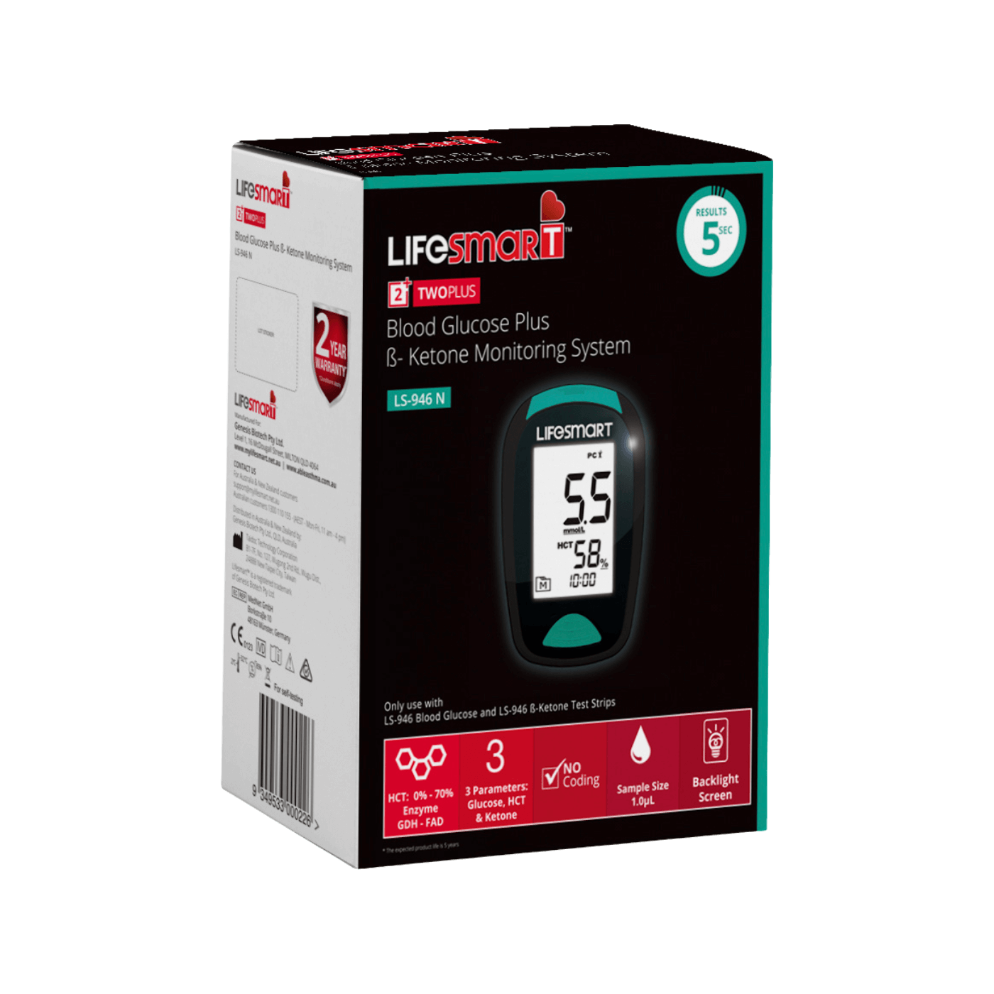 LifeSmart 2TwoPlus Blood Glucose and Ketone Monitor