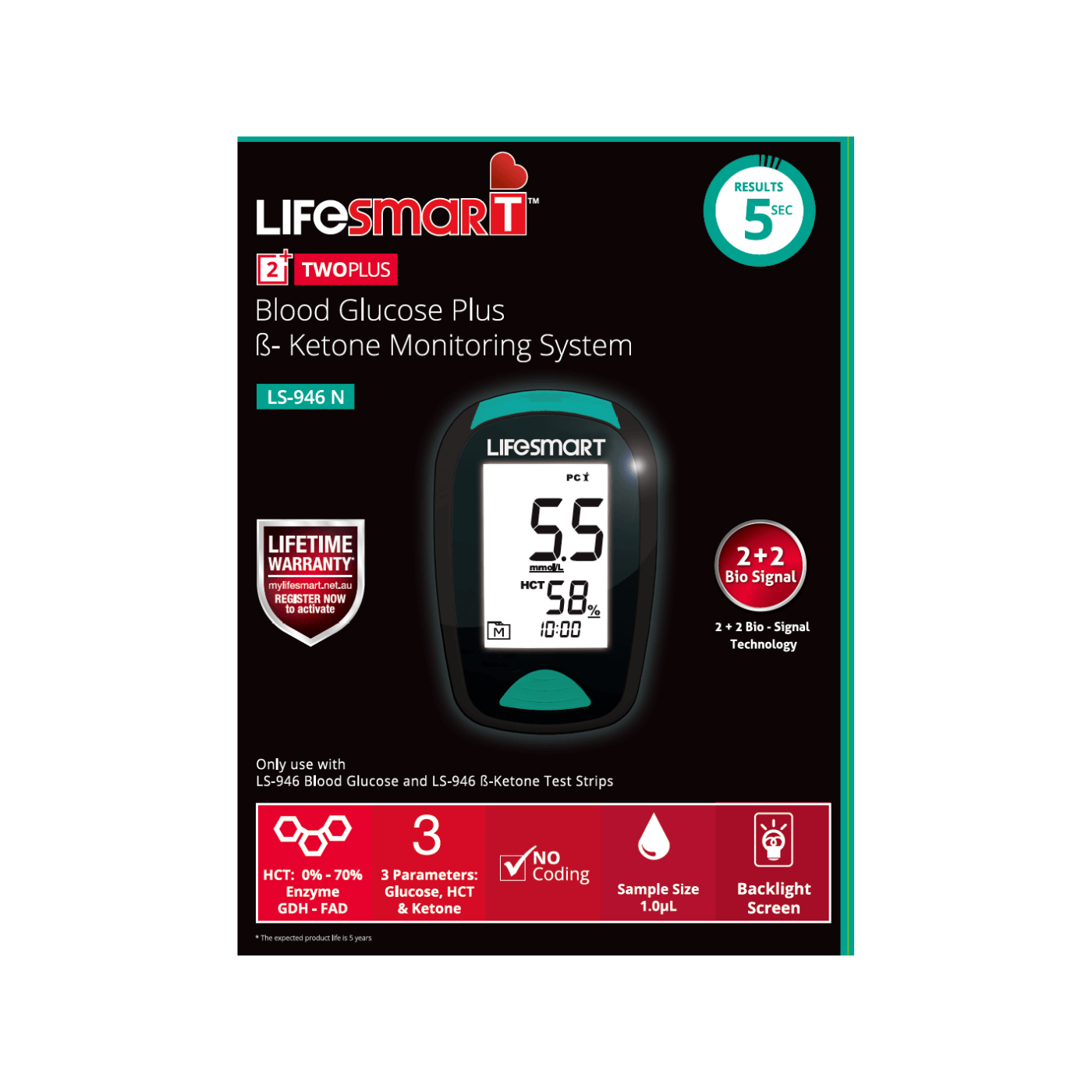 LifeSmart 2TwoPlus Blood Glucose and Ketone Monitor