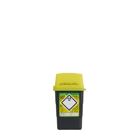 Sharpsafe 1 Litre Yellow Lid Recycled Polymer Container