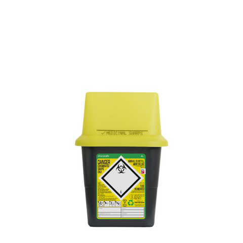 Sharpsafe 4 Litre Yellow Lid Recycled Polymer Container