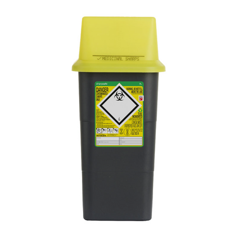 Sharpsafe 7 Litre Yellow Lid Recycled Polymer Container