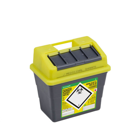 Sharpsafe 9 Litre Yellow Lid Recycled Polymer Container