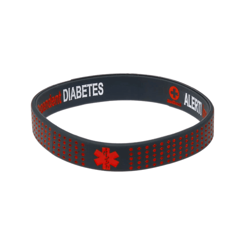 Mediband Insulin Dependent Reversible Wristband Dark Grey with Dots