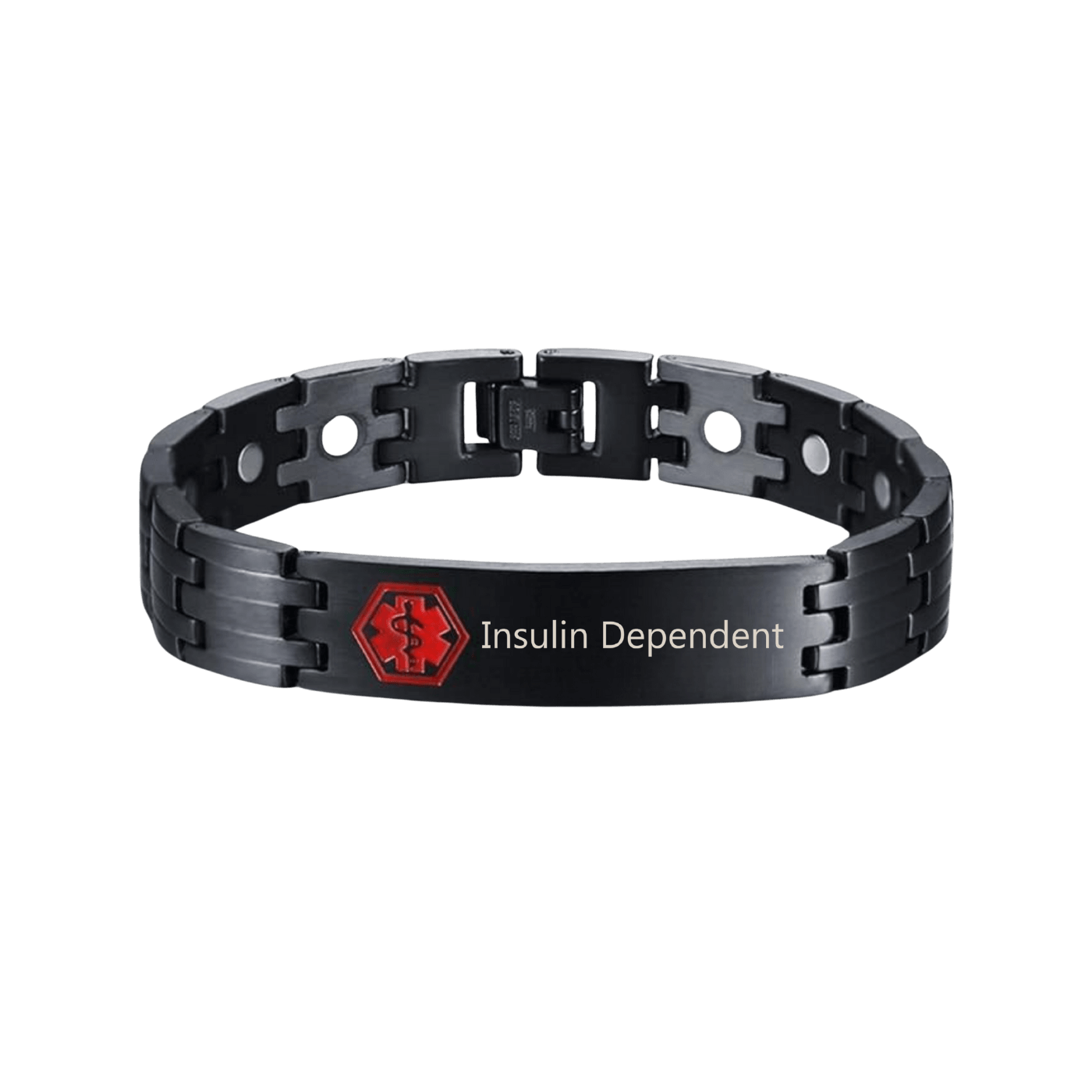 Medical ID Stainless Steel Linked Bracelet Insulin Dependent