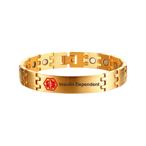 Medical ID Stainless Steel Linked Bracelet Insulin Dependent