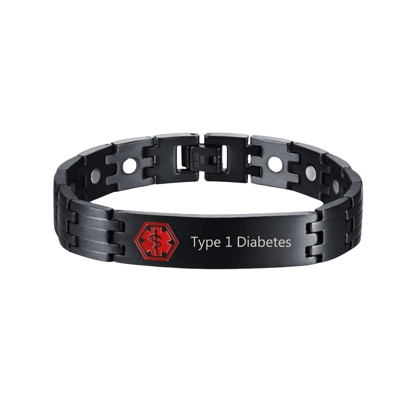 Medical ID Stainless Steel Linked Bracelet Type 1 Diabetes