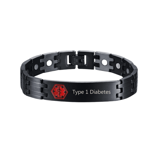 Medical ID Stainless Steel Linked Bracelet Type 1 Diabetes