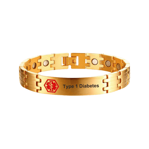 Medical ID Stainless Steel Linked Bracelet Type 1 Diabetes