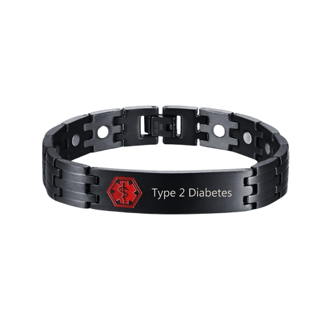 Medical ID Stainless Steel Linked Bracelet Type 2 Diabetes