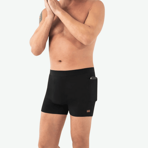 Mens PocketPro Boxer Briefs with Side Pockets Black