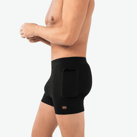 Mens PocketPro Boxer Briefs with Side Pockets Black