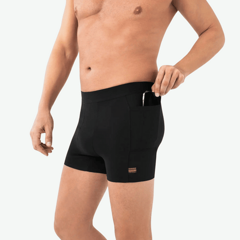 Mens PocketPro Boxer Briefs with Side Pockets Black