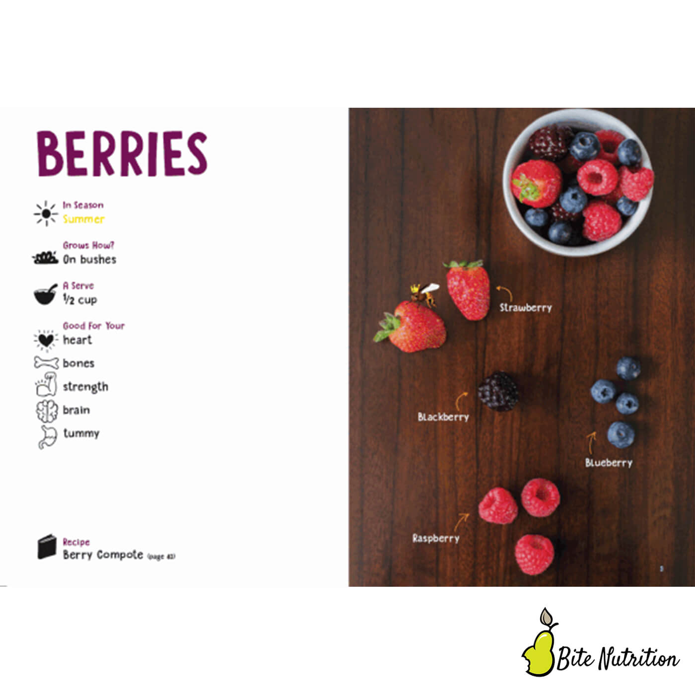 Beautiful Yummy Food: Fruit children's book - 'Berries' page sample