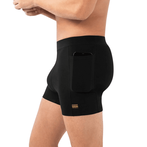 Frank & Beans Men's Pocket-Pro Boxer Briefs with Side Pockets Black