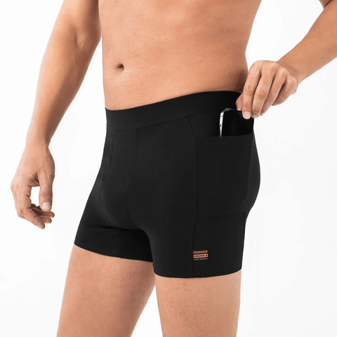 Frank & Beans Men's Pocket-Pro Boxer Briefs with Side Pockets Black