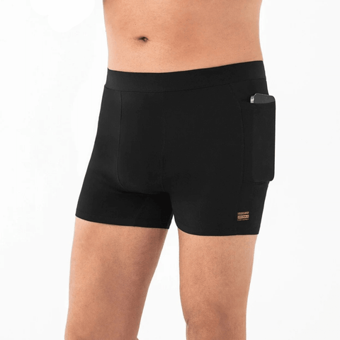 Frank & Beans Men's Pocket-Pro Boxer Briefs with Side Pockets Black