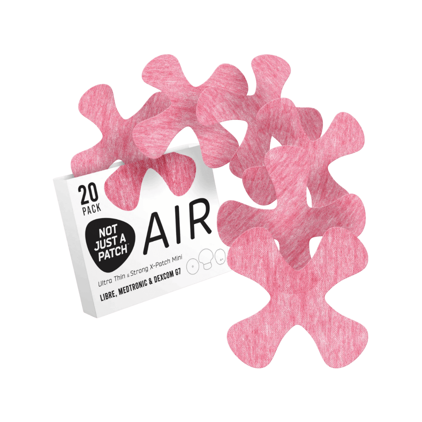 Not Just a Patch X-Mini CGM Air Patches (Freestyle Libre 1 & 2, Medtronic Guardian) Pink 20pk
