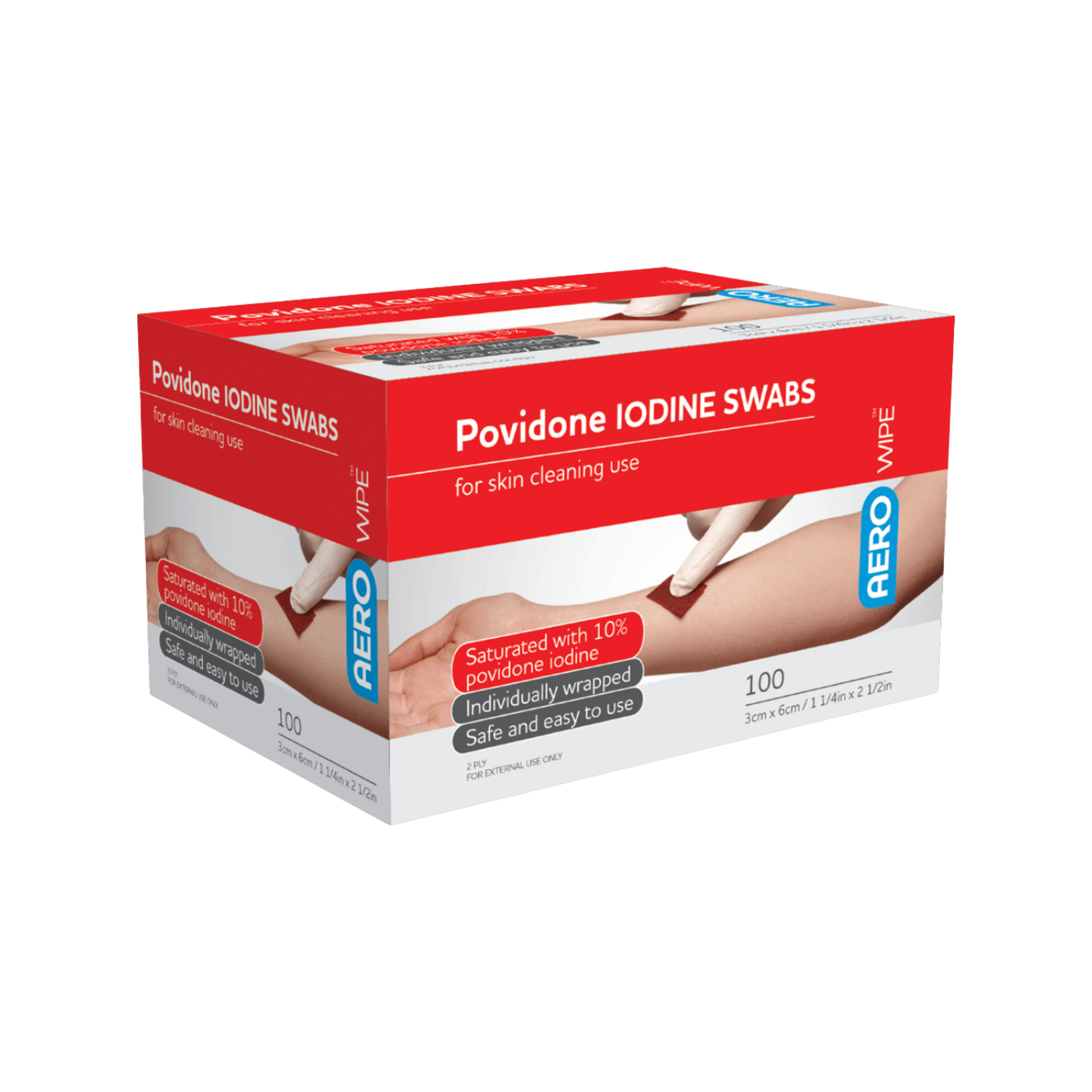 AEROWIPE 10% Povidone Iodine Swabs 100pk