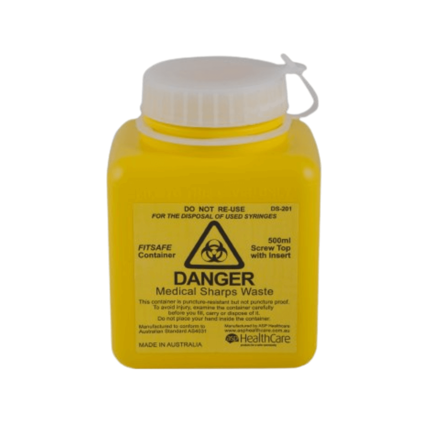 ASP Healthcare FITTANK Sharps Container With Screw-Top 500ml